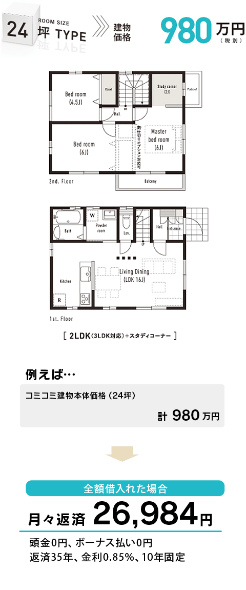 24坪タイプ支払い例：月々返済26984円